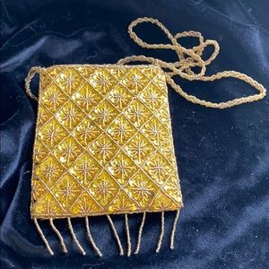 Gold beaded and sequined evening bag